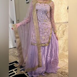 Lavender and Gold Lehenga suit